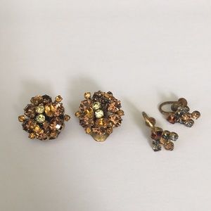 Vintage On Clip Screwback Earring Lot Topaz